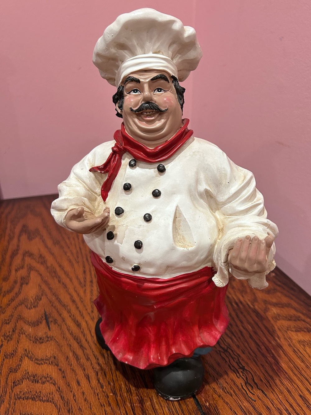 Italian Chef Figurine Kitchen Decor - Red and White